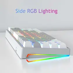 Clavier Gaming Mécanique Blue SWITCH sans-fil Bluetooth + 2.4ghz rechargeable rétroéclairée RGB MAGMA FIORA F61G - Blanc/Gris