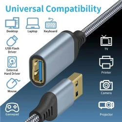 Câble d'extension USB 3.0 5Gbs tressé Mâle vers Femelle - 1m