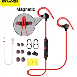 Ecouteur Sans-fil Bluetooth 4.1 AWEI A620BL aimant Crochet oreille pour Sport avec microphone - Blanc