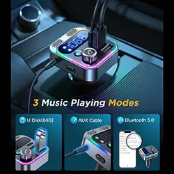 Emetteur FM Bluetooth 5.0 + chargeur AUTO Joyroom JR-CL16 48W PD + USB double microphone