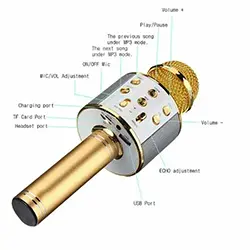 Microphone sans-fil Bluetooth KT-WS858 avec haut parleur AUX USB TF Card