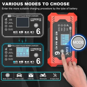 Chargeur Rapide Batterie Plomb 12V 6A avec Fonction Réparation Automatique