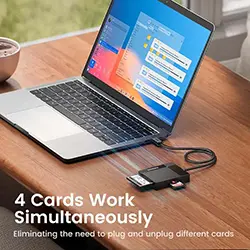 Lecteur de carte mémoire Ugreen 4 en 1 USB 3.0 Micro SD SD TF CF MS Carte Compact Flash pour Ordinateur PC OTG