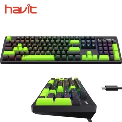 Clavier Gaming Mécanique HAVIT KB893L QWERTY FR ARABE RGB rétro-éclairé Blue Switch