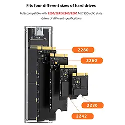 Rack Boitier disque dur SSD M.2 Double protocole NVME NGFF RGB USB 3.1 type-c 10gbps