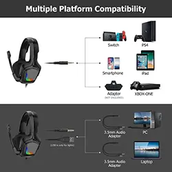 Casque Gaming ONIKUMA K20 RGB pour PC PS4 Xbox One Switch