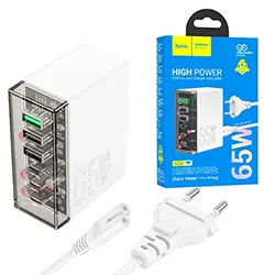 Station de charge Chargeur GaN 6 Ports USB QC3.0 + Type-C PD 65W HOCO N36 1.2m
