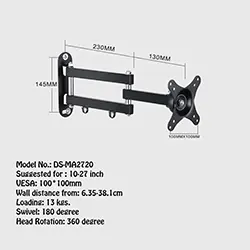 Support Mural Bras pour moniteur 10-32 pouces entièrement rotatif rétractable S28