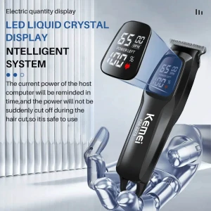 Kemei KM-2273 Tondeuse sans-fil Rechargeable 270min Autonomie & Écran LED pour Barbe & Cheveux