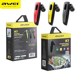 Ecouteur sans-fil bluetooth AWEI N3 avec microphone pour conduite auto