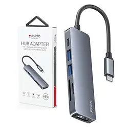 HUB Adaptateur 6 en 1 Type-c vers HDMI 4K + PD 60W USB-C + 2 x USB 3.0 + Carte Micro SD / SD YESIDO HB11 en Alliage d'aluminium