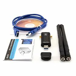 Adaptateur Sans fil Wi-Fi AC1200 Double Bande Longue Portée USB ALFA AWUS036ACM avec double antenne externe Haute sensibilité