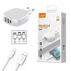 Chargeur LDNIO A3510Q Charge rapide Type-C PD et QC3.0 triple ports USB 28.5W + Câble 1m