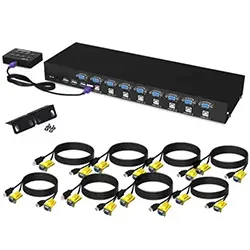 Switch KVM Commutateur Multi PC 8 Ports VGA USB 2.0 avec les cables KVM