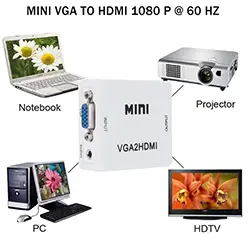 Adaptateur Convertisseur VGA to vers HDMI HD VGA2HDMI 1080P 60Hz