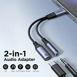 Adaptateur Convertisseur 2 en 1 Type-c vers Audio AUX 3.5mm Jack + Charge type-c Joyroom SY-C02
