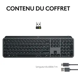 Logitech MX Keys S Clavier sans Fil Bluetooth Rechargeable USB-C Rétroéclairé AZERTY Français
