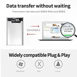 Rack Boîtier de disque dur HDD SSD Transparent 2.5 pouces USB 3.0 5gbps