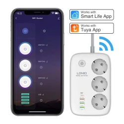 LDNIO SEW3452 Multiprise Connectée Wi-Fi 3 x Prise + Chargeur 3 x USB + 1 x Type-c PD QC