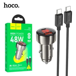 HOCO Z50 Chargeur AUTO de voiture 48W avec Câble USB-C Type-C vers Type-C