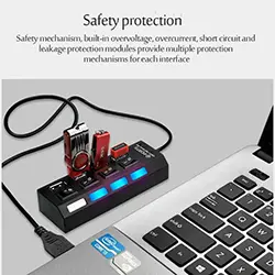 Hub USB 3.0 HI-Speed 4 Ports USB Avec Interrupteur Marche/Arrêt Pour PC MacOS