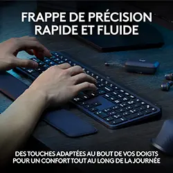 Logitech MX Keys S Clavier sans Fil Bluetooth Rechargeable USB-C Rétroéclairé AZERTY Français