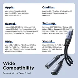 Adaptateur Convertisseur 2 en 1 Type-c vers Audio AUX 3.5mm Jack + Charge type-c Joyroom SY-C02