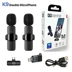Double Microphone Lavalier cravate sans-fil K9 Type-c + Lightning iphone