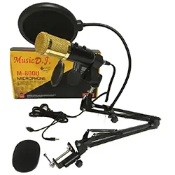 Kit Microphone à condensateur Professional M-800U Avec Support De Fixation - Noir|Doré
