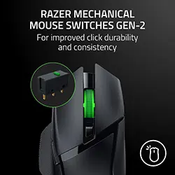Souris sans fil 2.4ghz et Bluetooth gaming Razer Basilisk V3 X Hyperspeed 9 boutons Noir et Vert