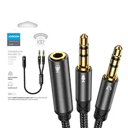 Adaptateur Splitter audio Aux Jack 3.5mm Femelle vers 2 x AUX Male Casque + Microphone Joyroom SY-A05