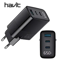 Chargeur GaN Téléphone LAPTOP Type-c HAVIT UCLE002 65W 2 x PD + QC3.0