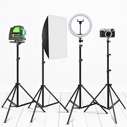 Trepied Support 2.1m Universel avec tête à vis 1/4 pour caméra, Lampe, Flash, appareil photo, Niveau laser