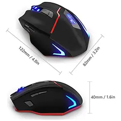Souris Double Mode Filaire et Sans Fil 2.4ghz Rechargeable ZELOTES F-18 RGB 7 boutons