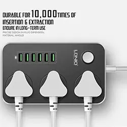 Multiprise Rallonge universelle LDNIO SC3604 3 Prise + 6 USB 5V 3.4A 2500W 2m