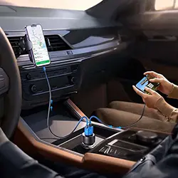 Chargeur AUTO 53W double port USB-C PD USB-A Joyroom JR-CCD01 avec voltmètre LED