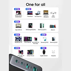 Chargeur GaN Ultra Joyroom JR-TCG02 67W 4 ports (2 x USB, 2 x USB C) + cable Type-c vers Type-c 100W 1.2m