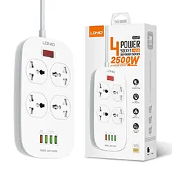 Multiprise Rallonge universelle LDNIO SC4407 4 Prise + 4 USB 5V 3.1A 2500W 2m