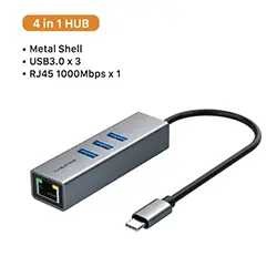Adaptateur Ethernet USB-C Type-c vers RJ45 1000Mbps + 3 x USB 3.0 CABLETIME