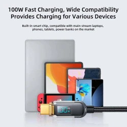 Cable Joyroom S-CC100A4 USB-C Type-c vers Type-c PD 100W LED Digital Display 1.2m