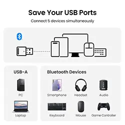 Adaptateur Dongle USB Bluetooth 5.3 Ugreen pour PC, haut-parleur, souris, clavier, récepteur, transmetteur