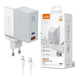 Chargeur LDNIO A2620C USB-C 65W et USB + Cable Type-c to Type-c 1m