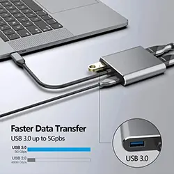 Adaptateur HUB 4 en 1 type-c to HDMI 4K + VGA 1080P + USB 3.0 + Type-c PD 87W