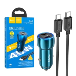 Chargeur AUTO de voiture HOCO Z48 2 Ports Type-c PD 40W + Cable Type-c to Type-c 1m