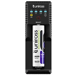 Chargeur pile Rapide UNIROSS Smart Mini 3T pour Ni-Cd/Ni-MH, LiFeP04, Li-ion 18650 22650 26500 26650