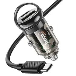 Chargeur AUTO 30W Type-c PD + USB QC3.0 HOCO Z53A + Câble USB-C Vers USB-C 1m