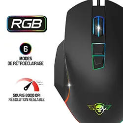 Souris Gaming Spirit of gamer RGB PRO-M1 S-PM1 8000dpi 7 Boutons Programmables USB - Noir