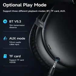 Casque sans-fil Bluetooth 5.3 AUX Micro SD HOCO W35 Max 90h