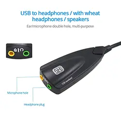 Carte son externe USB 7.1 3D 5HV2 Casque, Microphone, Jack 3.5mm pour ordinateur portable, PC, PS4