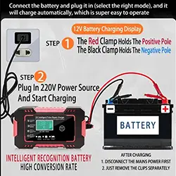 Chargeur rapide de batterie de voiture LCD, réparation SnapPulse, acide de plomb AGM 12v 6A